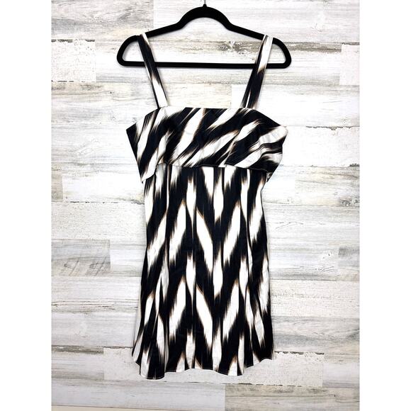 Banana Republic Women’s 4 Black Gold Linen Blend Lined Modern Mini Dress NEW - Picture 1 of 6